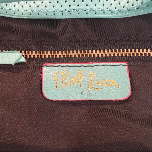 ELLIOTT LUCCA Women's Perforated Leather Crossbody Bucket Bag - Picture 7 of 13